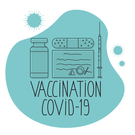 White-pink capsules in a green blisterのイラスト素材