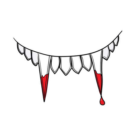 vector illustration with vampires fangs full of bloodのイラスト素材
