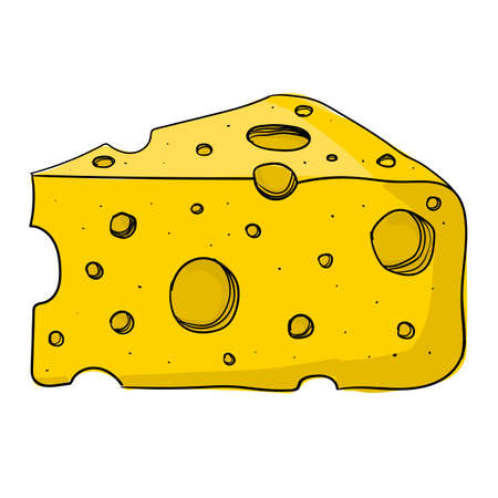 Vector illustration of cheese using shades of yellow and strokes.のイラスト素材