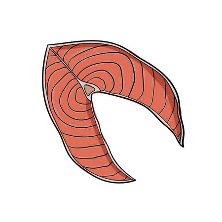 Vector illustration of piece of fish using shades of pink and outline.のイラスト素材