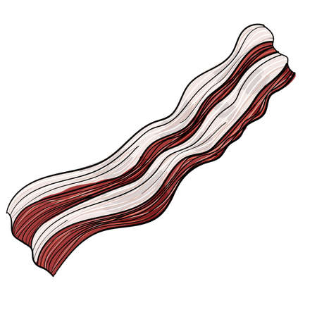 Vector illustration of a slice of bacon using white, red, pink and a stroke.のイラスト素材