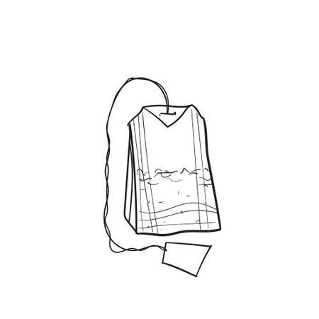 Graceful rectangular tea bag drawn with black lineのイラスト素材