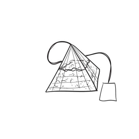 Graceful triangular tea bag drawn with black lineのイラスト素材