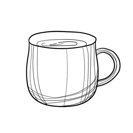 Graceful cup for tea or coffee drawn with black lineのイラスト素材