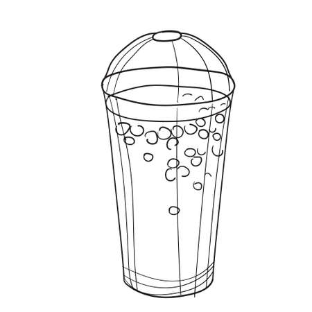 Graceful ice coffee drawn with black lineのイラスト素材