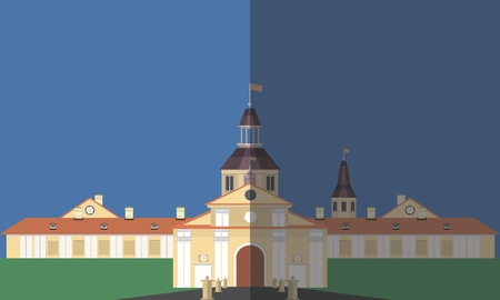 Palace icon. Flat image. Is a large monumental front buildingのイラスト素材