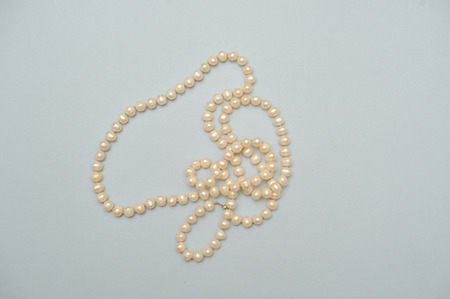 pearl beads on white backgroundの写真素材