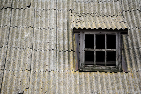 old slate roof with windowの写真素材