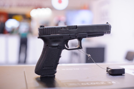 Kiev, Ukraine - October 12, 2017: gun at the exhibition "Arms and Security - 2017"のeditorial素材