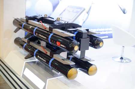 Kiev, Ukraine - October 12, 2017: guided anti-tank and anti-aircraft missiles at the  exhibition "Arms and Security - 2017"のeditorial素材