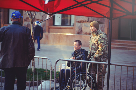 Kiev, Ukraine - October 22:  Military invalid for Slalom and Drift competitions in  Kiev, Ukraine.のeditorial素材