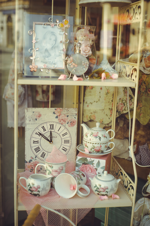 PRAGUE, CZECH REPUBLIC - JUNE 2016: a cozy and beautiful tourist street of old architecture is selling souvenirs, shop windows and playgrounds.のeditorial素材