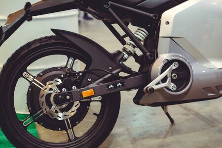 Kiev, UKRAINE - MARCH 2018:  modern serial electric motorcycle modern technology and environmental...