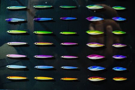 spinners fishing lures, sale and rest. Predatory fish fishing conceptの写真素材