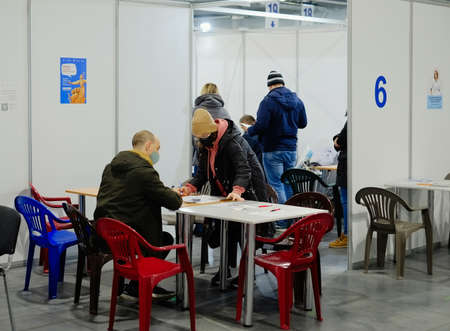 Kiev, Ukraine - November, 2021: vaccination of the population against coronavirus COVID-19 at the...