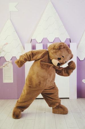 bear costume for celebrating holidays, entertainment for children and adultsの写真素材