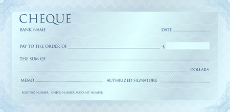 Luxury yellow gold cheque template with vintage guilloche. Check with abstract watermark, border. Gold background for banknote, money design, bank note, voucher, gift certificate, coupon, currencyのイラスト素材
