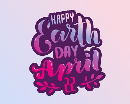 Handwritten lettering text 'Happy Earth Day'. Vector sketched text for postcard banner template. typography for eco friendly ecology concept. World environment background. Vector illustration.のイラスト素材