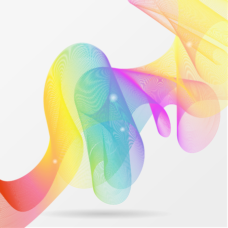 Guilloche rainbow waves made of colorful gradient light blend line. abstract vector background.のイラスト素材