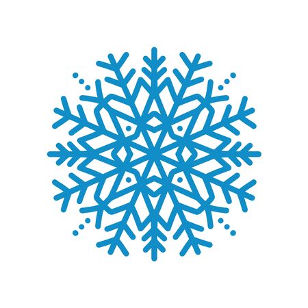 Snowflake icon. Blue silhouette snow flake sign, isolated on white background. Flat design. Symbol of winter, frozen, Christmas, New Year holiday. Graphic element decoration Vector illustrationのイラスト素材