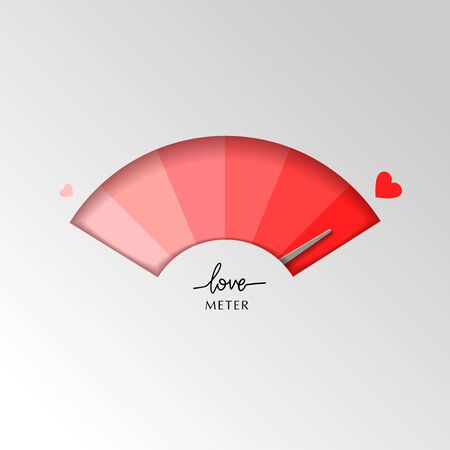Valentine card with love gauge concept design on white background suitable for cards, postcards, promotion. Layered love meter in the form of a speedometer. Vector illustrationのイラスト素材