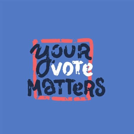Your Vote Matters grunge rubber stamp on blue background, textured grunge vector illustration.のイラスト素材