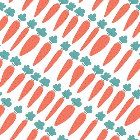Seamless pattern with carrots Isolated on white background. Fresh vegetable. Vitamin and organic...