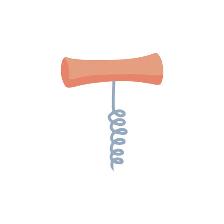 Corkscrew isolated icon. Colorful Cork screw. Spin for wine. Flat vector hand drawn illustration.のイラスト素材