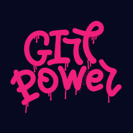 Girl power - urban neon graffiti slogan print. Hipster graphic hand drawn typography vector illustration for tee t shirt or sweatshirt.のイラスト素材