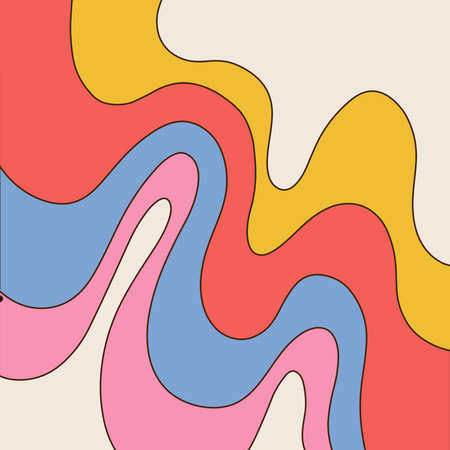Abstract psychedelic background with colorful waves. Trendy vector illustration in style of hippie...
