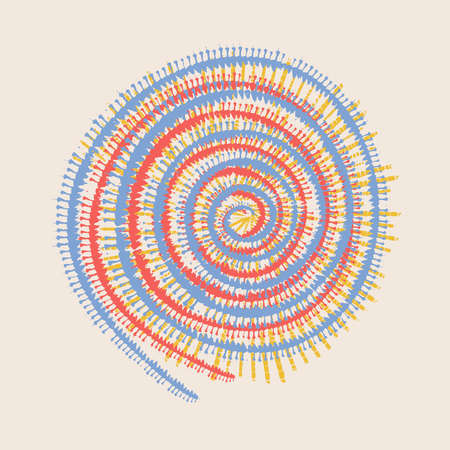 Colorful Spiral pint for textile print. Spiral rainbow Circle. Dyed Traditional Pattern. Hippie...