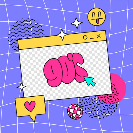 Retro square banner or card with old computer aesthetic frames for quotes, text. Vintage 70s, 80s,...
