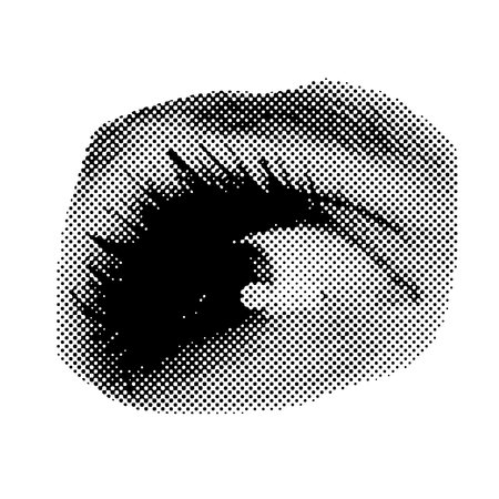 Halftone dots eye isolated collage sticker. 90s dotted vector illustration.のイラスト素材