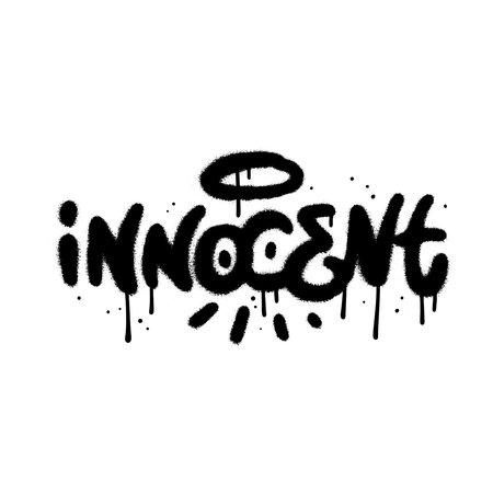 Graffiti spray paint Word INNOCENT. 90s - 00s airbrush textured vector illustration.のイラスト素材