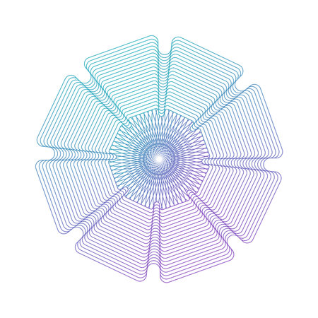 Watermark decorative single element. Round Guilloche rosette element. Digital watermark for Security Papers as protective layer for certificate, voucher, banknote, play money design, currency. vectorのイラスト素材