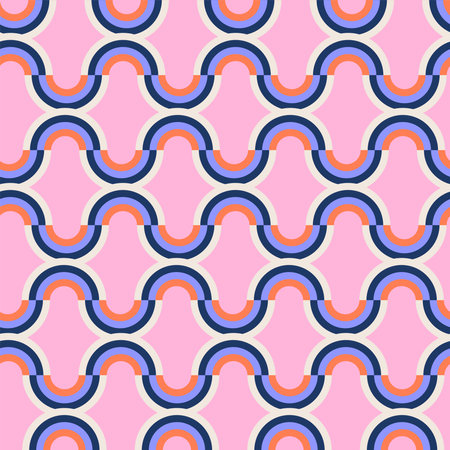 70s 80s Groovy Seamless Pattern. Psychedelic geometric vintage wallpaper, vector flat illustrationのイラスト素材