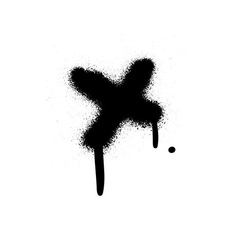 Spray textured graffiti doodle punk shape - cross. Hand drawn abstract scribble and squiggle, creative bold shapeのイラスト素材