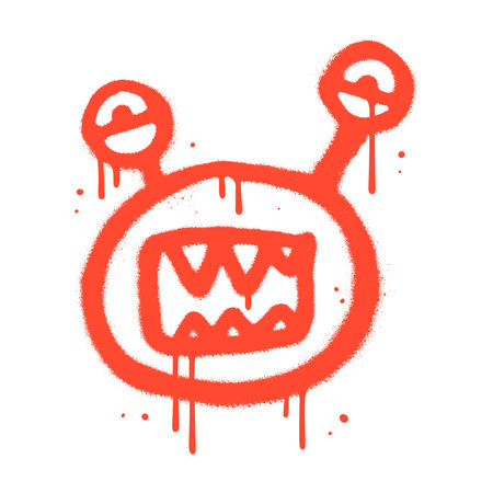 Spray Painted Graffiti cute monster icon. Sprayed childish character for Halloween isolated with a white background. Vector illustration.のイラスト素材