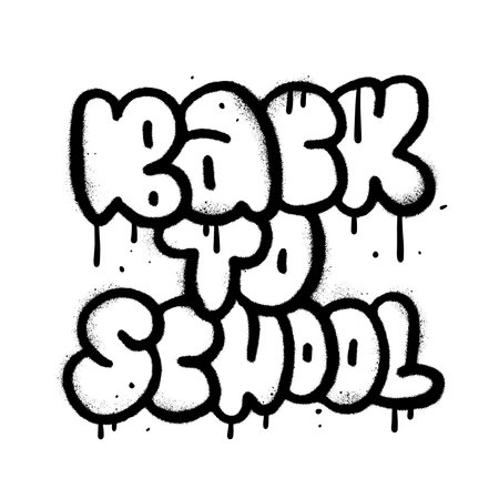 Hand drawn lettering back to school in urban graffiti tag style. Isolated vintage 90s typography element. Vector sprayed illustration.のイラスト素材
