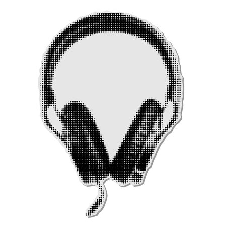 Dotted Pixelated black headphones icon. Vector halftone collage of realistic headphone symbol composed from round items.のイラスト素材