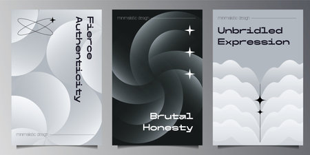 Neo Brutalist abstract Geometric Gradient shapes compositions. Primitive Retrofuturism Poster set....