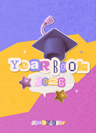 Yearbook cover design for Class of 2026. Congratulations Graduates template for banner, invitation,...