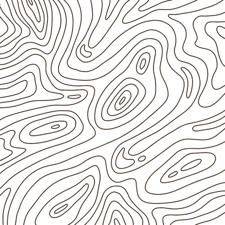 Square background of abstract growth rings of a tree. Linear design of a wooden stump. Tree cut hand drawn line pattern. Vector topographic map concept.のイラスト素材