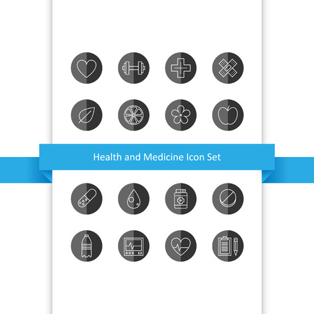 Vector health and medicine icons set, design elements for web, EPS 8のイラスト素材