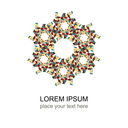 Decorative element with text, flower shapeのイラスト素材