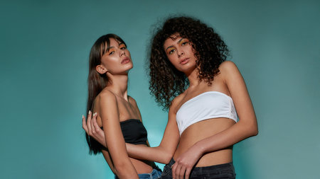 Lean women making a pose during a photo shootの写真素材