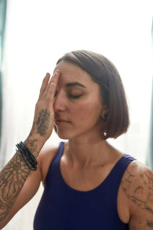 Meditation during the coronavirus pandemicの写真素材