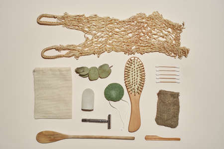 Collection of spa tools made from organic materialsの写真素材
