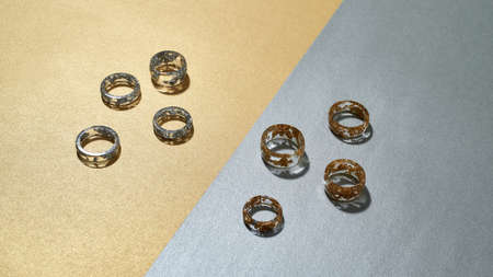 Assortment of clear acrylic rings with filling