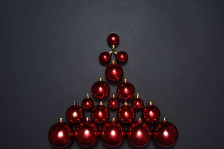 Triangle shape from red christmas balls for Xmas
